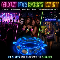 Bracelet lumineux clignotant à 8 LED en gros, bracelet fluorescent pour fête, rave, concert, accessoires de fête qui brillent dans le noir