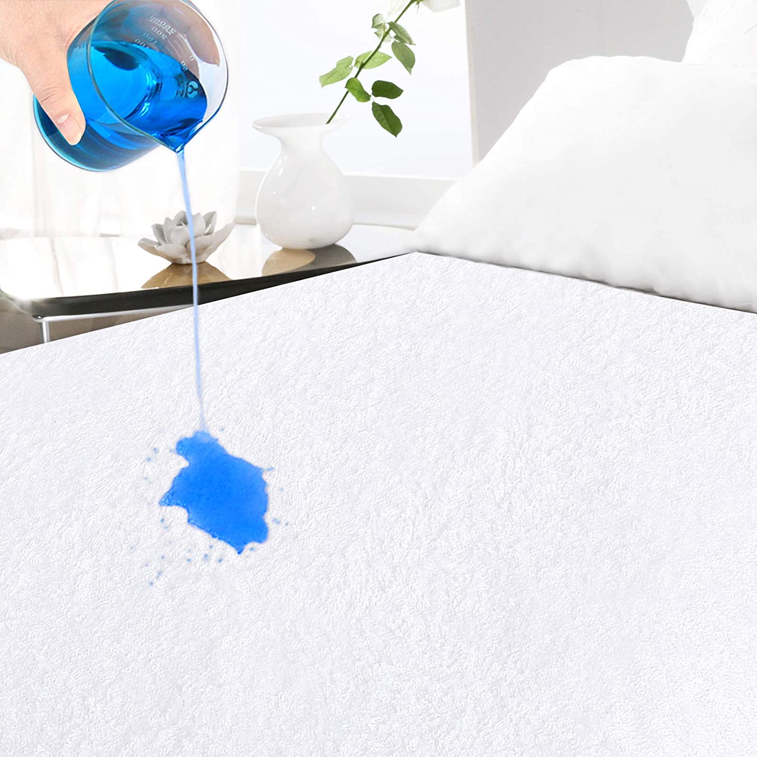 Queen Mattress Protector Waterproof Breathable Cotton Terry Surface Mattress Cover Noiseless Cotton Terry Fitted Mattress Cover