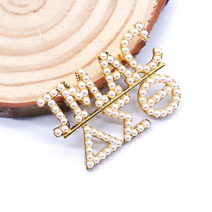 Lujo 18K chapado en oro tono hermandad Delta Jackson MS Alumnae capítulo diseño perla cubierta griego DST JMAC símbolo broche Pin - Product Image 3