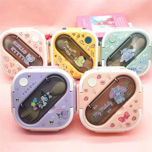 Lonchera Bento Sanrio Kuromi My Melody Hello Kitty de 3 Compartimentos, Doble Nivel, a Prueba de Fugas, Ecológica, de Plástico de Grado Alimenticio, Apta para <span class=keywords><strong>Microondas</strong></span> - Product Image 1