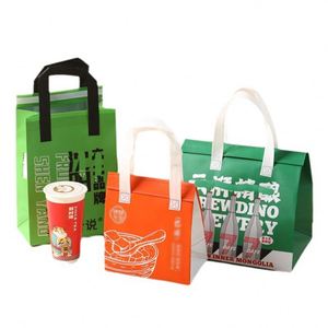 Sac isotherme jetable personnalisé en non-tissé avec feuille d'aluminium pour la livraison de repas chauds/froids, boissons, déjeuner, vin, pique-nique - Product Image 5