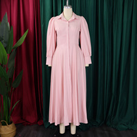 D570 robes décontractées élégantes à la mode femmes été couleur unie à manches longues a-ligne Maxi chemise robe dames robe de bureau pour les femmes