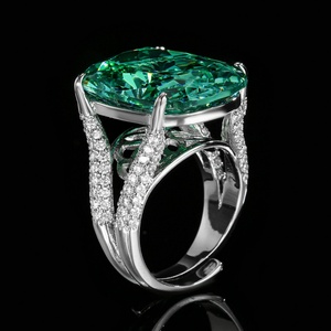 Juego de Anillos Colgantes Minimalistas de Cobre Ecológico al por Mayor, 15*20MM, Verde Esmeralda, con Circonita Grande, para Mujer - Product Image 4