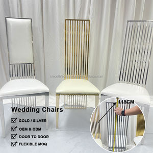 SMOOTH Factory, venta al por mayor, sillas de hotel para bodas, silla de cuero con marco de acero inoxidable dorado y plateado para eventos de bodas - Product Image 2