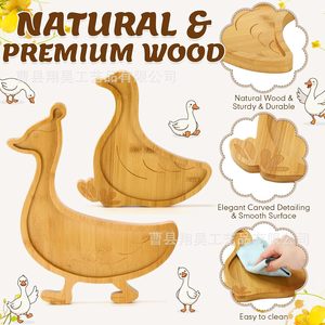 ชุดถาดเสิร์ฟรูปเป็ดไม้ Silly Goose ทำจากไม้ธรรมชาติ ปลอดภัยสำหรับอาหาร ทนทาน พื้นผิวเรียบ ทำความสะอาดง่าย - Product Image 4