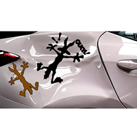 2Pcs Funny Cartoon Coyote Splat Vinyl Decals Door Car Truck Bumper Window Decals Dent Fix Stickers Stylish Personality Design