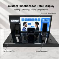Support d'affichage pliable personnalisé avec éclairage LED, base en acrylique noir brillant, écran publicitaire rétroéclairé pour comptoir
