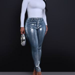 <span class=keywords><strong>Jeans</strong></span> skinny pour femmes en <span class=keywords><strong>argent</strong></span> chaud, or explosif, artisanat, extensible, Sehe Fashion - Product Image 6