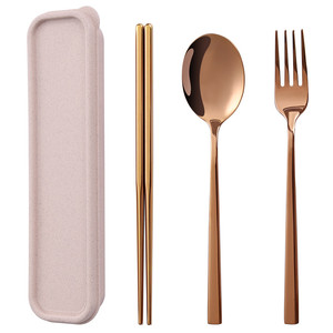 Bộ Đũa Muỗng Nĩa Bằng Thép Không Gỉ Cầm Tay Mới Để Đi Du Lịch Làm Quà Tặng - Product Image 2