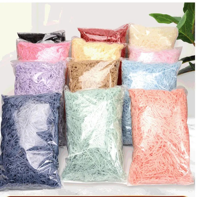 Wedding candies box handmade colorful raffia Shredded paper 100Gram pack factory in stock Sell filler Paper