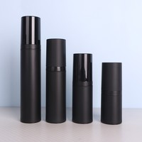 Nouvelle conception, flacon pulvérisateur sans air en plastique noir mat de 15 ml, 30 ml, 50 ml, flacon de parfum rechargeable, flacon pompe sans air pour lotion