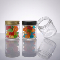 Vente en gros de flacons de soins de santé transparents vides de 120 ml, emballage pour gommes vitaminées, pot avec bouchon en aluminium doré, pot en verre de 4 oz