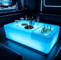 Table de bar d'extérieur avec seau à glace, mobilier LED, télécommande, 16 couleurs changeantes, étanche, table lumineuse en plastique pour boîte de nuit