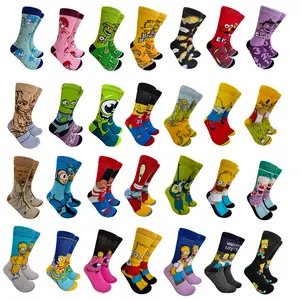 Fashion Funny Anime Cartoon Hip-hop Skateboard Stocking Soft Cotton Popular Couples Cartoon Socks Men