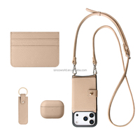 Dompet Kulit Crossbody Langsung dari Pabrik dengan Tali dan Tempat Kartu, Anti Benturan untuk iPhone 15 17 18 Pro Max