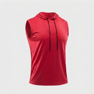 Novedad: Sudadera con Capucha de Verano para Hombre, Tejida, de Satén, Cómoda, de Algodón Transpirable, Talla Grande, Sin Mangas, para Gimnasio y Fitness - Product Image 1