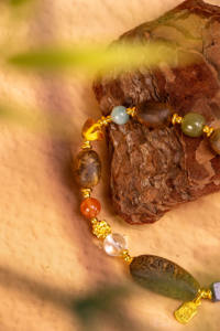 Cost-effective Classic Golden Retro Design Agarwood Beaded Charm Bracelet with <b>Nan</b> Hong Hetian Jade Beeswax for Parties <b>Gifts</b> - Product Image 6