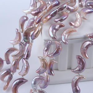 Perlas de Agua Dulce Barrocas en Forma de Luna, Color Rosa Púrpura Natural, 18 cm, de Zhuji, para Hacer Pulseras, Perlas Sueltas Cortas - Product Image 2