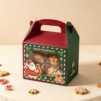 Boîte cadeau de Noël personnalisée écologique avec fenêtre, ruban, impression UV, Père Noël, bonbons, biscuits, emballage en papier, logo personnalisé