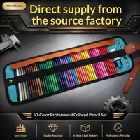 Ensemble de 53 crayons de couleur sur toile pour artistes, 50 crayons de couleur + outils, 3 couleurs disponibles, fournitures d'art scolaire en gros