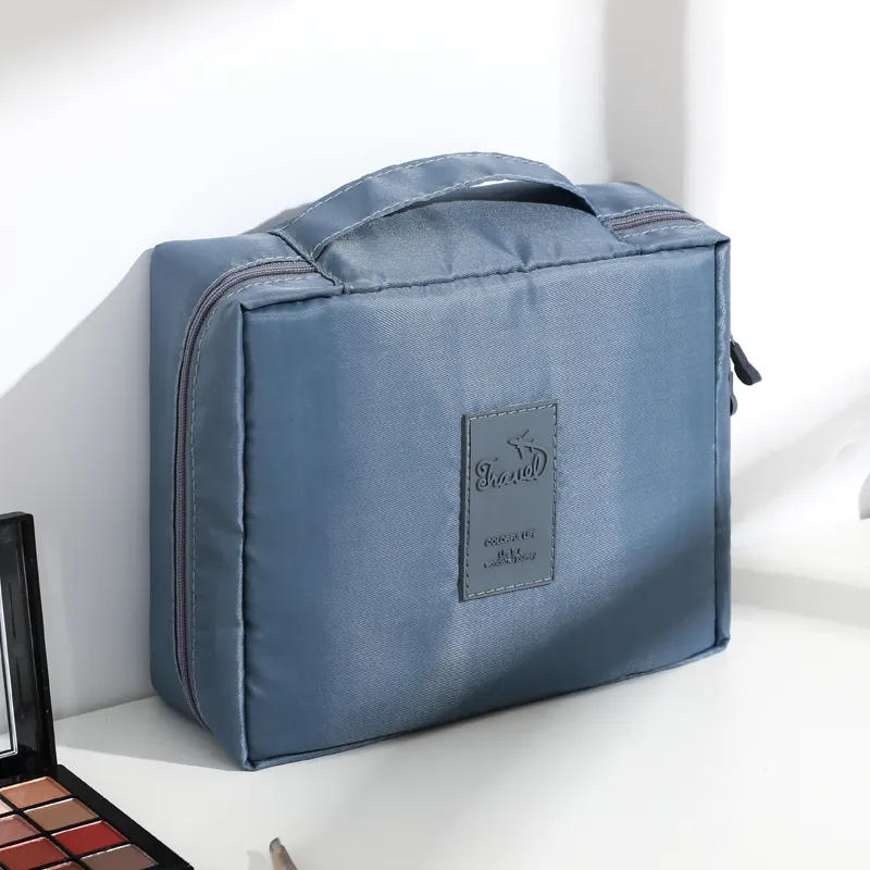 hot selling fashion ready in stock travel portable custom plain square oxford women make up cosmetic bag