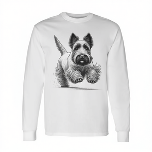 Camiseta de manga larga con estampado digital de perro terrier escocés Scottie corriendo, cuello redondo, unisex para adultos, para caminar, correr y eventos - Product Image 2