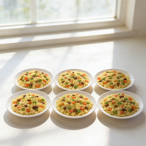 Modèle de riz frit artificiel en mousse plastique écologique de 6 pouces, bœuf et légumes, assiette blanche décorative pour la maison, la cuisine et la présentation en restaurant - Product Image 2