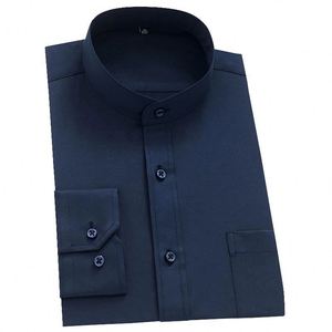 <span class=keywords><strong>Camisa</strong></span> Casual <span class=keywords><strong>de</strong></span> Hombre al por Mayor, Nueva Moda para Negocios Formal, 40% Algodón, <span class=keywords><strong>Manga</strong></span> <span class=keywords><strong>Larga</strong></span>, Cuello Mao, con Botones, Sencilla <span class=keywords><strong>de</strong></span> Color Sólido - Product Image 4