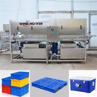 Industriële wasmachine voor plastic manden, pallets en kratten, inclusief droogfunctie