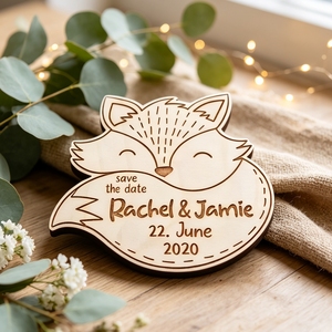 Plaque en bois personnalisée gravée au laser avec date et nom, pour annonce de mariage, thème forêt rustique, faite à la main - Product Image 3
