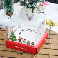 Boîtes à gâteaux transparentes à main pour Noël en gros, design 4/6/8 pouces, emballages en plastique plus hauts