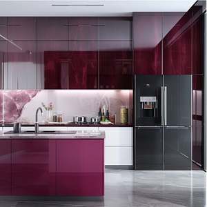 Designs d'armoires de cuisine en PVC personnalisés en usine Cuisine et autres meubles de cuisine Îlots d'armoires de cuisine modernes en bois - Product Image 6