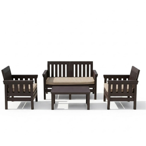 Juego de Muebles de Jardín de Mimbre Moderno de 4 Piezas de Grado Comercial Premium con Cojines Gruesos y Suaves para Patio Trasero - Product Image 1