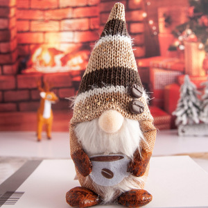 Coffee Theme Faceless Plush <b>Doll</b> Ornament Standing Tabletop Figurine For Kitchen Cafe Home Decor - Product Image 4