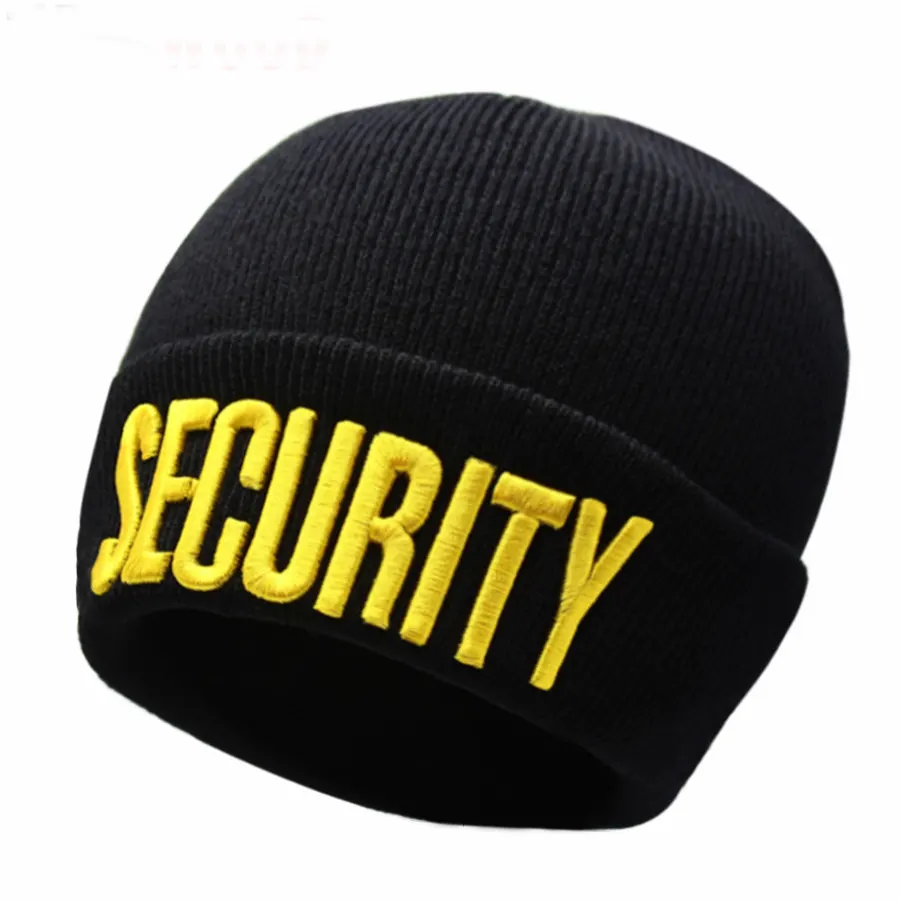 Gorra de seguridad de estilo militar para hombre, gorro de lana de punto con logotipo bordado, supermilitar, para invierno