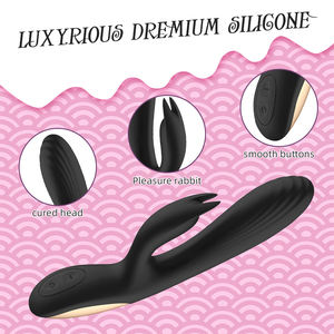 Vibratore di coniglio ricaricabile USB con 10 modalità di rotazione impermeabile in Silicone Design doppio motore testa curva giocattolo per adulti - Product Image 3