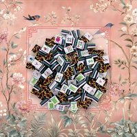 Mahjong américain gravé 4 couches de 1-1/4 po, 160 tuiles motif Léopard Luxe avec tapis de jeu de luxe Marigold & Pivoine Ardoise