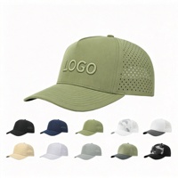 Casquette de sport perforée au laser à 5 panneaux, 100 % polyester, visière incurvée, chapeau de golf, logo personnalisé, pêche en plein air, casquette de baseball unisexe