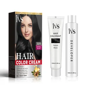 IVS Oem Wlosale Crema de tinte de color de cabello de alta calidad Crema de tinte de cabello de color negro natural y desarrollador para teñir el cabello