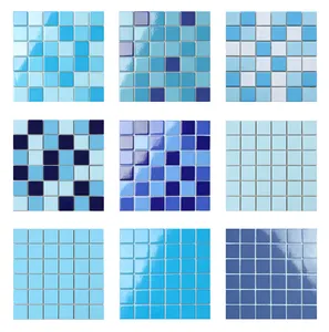 批发泳池瓷砖一站式瓷马赛克瓷砖方形蓝色廉价泳池瓷砖