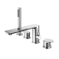 Robinet de baignoire à montage sur pont, chrome, trois trous/quatre trous, robinet de salle de bain chaud et froid, et ensemble de douchette à main