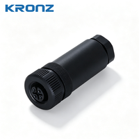 Connecteurs circulaires industriels étanches IP67 KRONZ tout plastique M12 à 4 broches, codage A, assemblage faisable sur site, femelle PG9