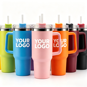 Custom 40oz Stainless Steel Tumbler with Handle & <b>Straw</b> <b>Reusable</b> Vacuum Insulated Water Bottle for Iced Coffee - Product Image 1