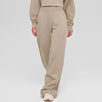 Pantalon de sport pour femme taille haute, coupe droite ample et large, avec poches, amincissant, décontracté, pour le fitness