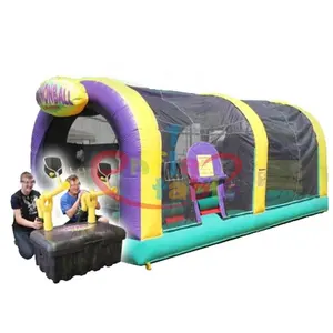 Lanzador de bolas de cañón zona de murciélago atómico inflable para la venta, juego de chorro de aire Cannonball Arena