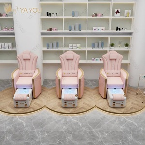 Fauteuil de pédicure électrique rose inclinable pour salon de manucure, spa, massage des pieds, siège réglable avec lampe LED - Product Image 5