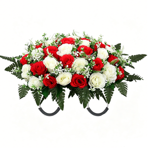 Plastic Sunflower Memorial Wreath <strong>for</strong> <strong>Graves</strong> Durable <strong>Artificial</strong> <strong>Flower</strong> Arrangement with Green Ferns <strong>for</strong> Tombstone Decoration - Product Image 4