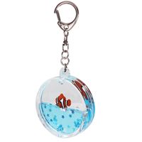 Porte-clés liquide rose avec un adorable dauphin flottant à l'intérieur, porte-clés flottant 3D