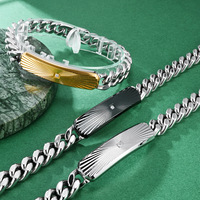 Bracelet léger en acier inoxydable pour homme, pliable, texturé, à bord diagonal, tridimensionnel, espacé, au design affirmé, tendance et rétro