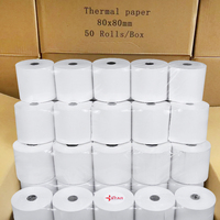 Voile 50 rouleaux dans une boîte 48Gsm 80X80Mm imprimante reçu personnalisé Guangzhou Bill matières premières petit caissier rouleau de papier thermique